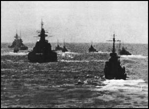 Scharnhorst (center left) and escorts during the dash
