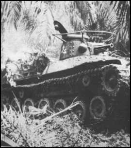 Japanese tanks participating in the assault on Bataan