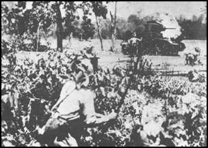 Japanese infantry attacking Allied armor