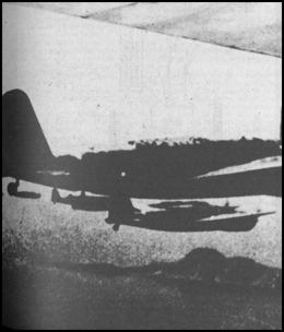 Japanese planes on a bombing run over Corregidor