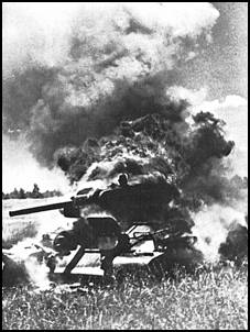 Soviet T-34 burning