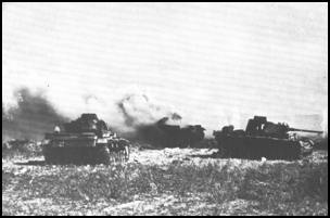Panzers knocked out in battle with the British