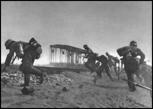 German soldiers attacking on the Eastern Front