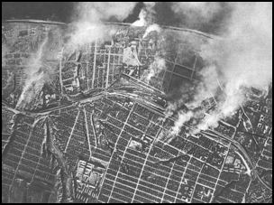 Aerial view of a German bombing raid on Stalingrad