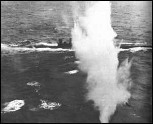 German submarine in the North Atlantic under air attack