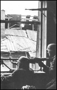 German machine gun located in a building at Stalingrad