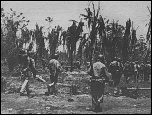 US Marines advancing on Guadalcanal