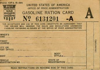 An American gasoline ration card