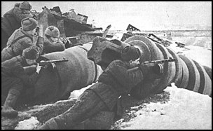 Red Army soldiers engaged in an assault